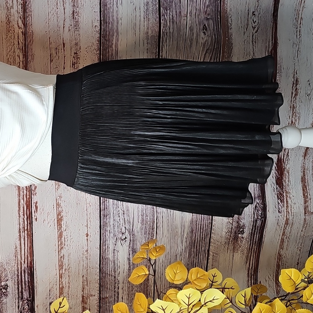 FREE PEOPLE BLACK SHEER LINED PLEATED CHIFFON MINI SKIRT